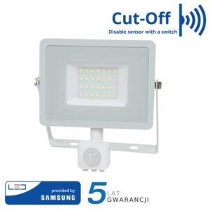 PROJEKTOR LED V-TAC 30W SAMSUNG CHIP BIALY CUT-OFF VT-30-S 6400K 2400lm SKU 459 5 LAT GWARANCJI