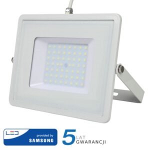 PROJEKTOR LED V-TAC 50W SAMSUNG CHIP BIALY VT-50 4000K 4000LM 5 LAT GWARANCJI SKU 410
