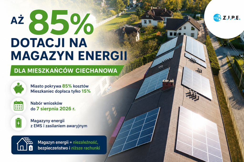 85% dotacji na magazyn energii w Ciechanowie. Kto może skorzystać z programu w 2026 roku