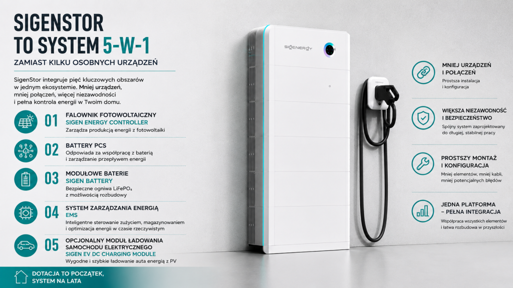 SigenStor to system 5-w-1 zamiast kilku osobnych urządzeń